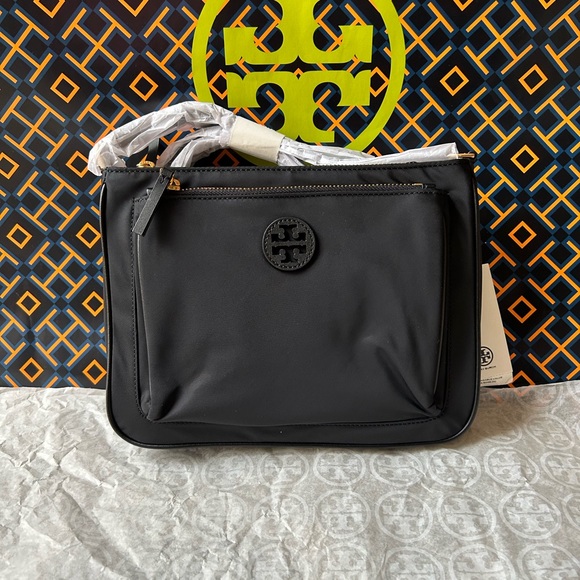 Tory Burch Bags Tory Burch Nylon Swingpack Crossbody Bag Black Gold